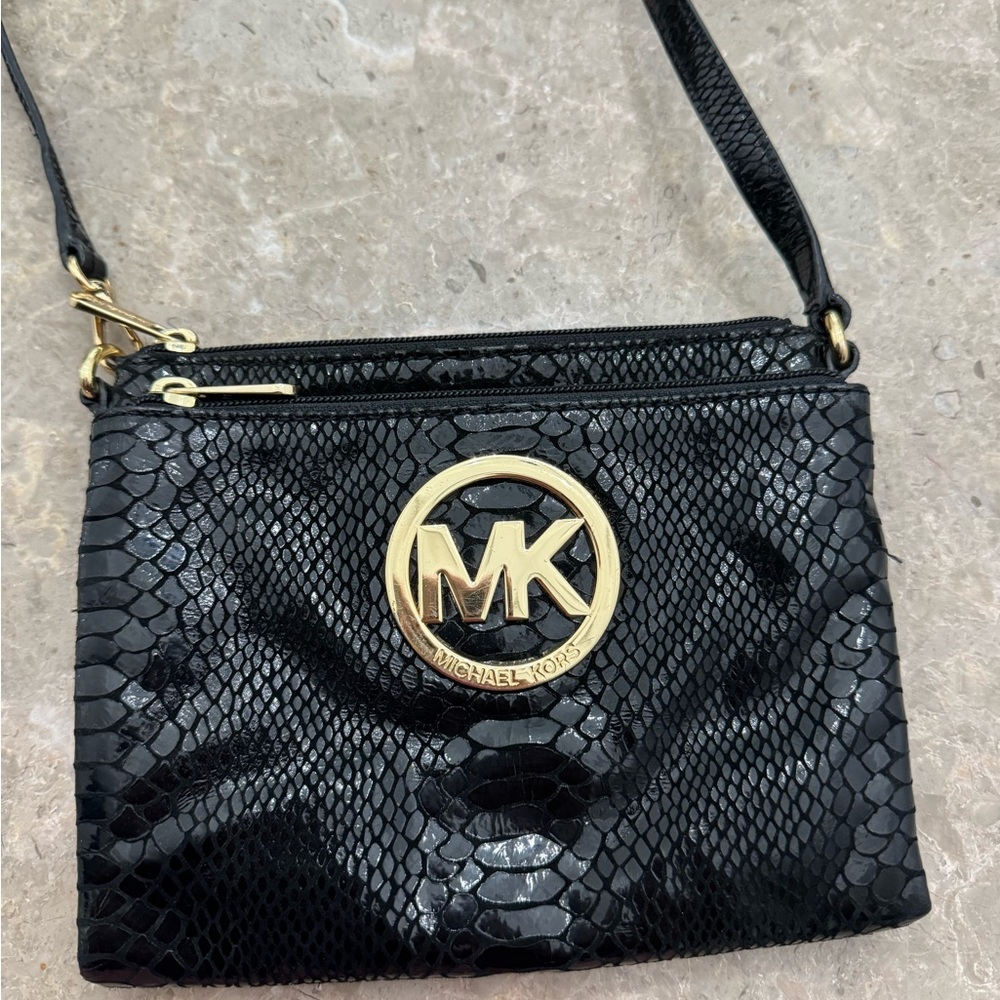 Michael Kors Crossbody black snake skin purse